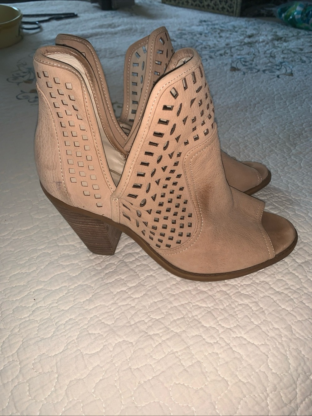 Jessica Simpson Cherrell Shoes Genuine Leather Heels Beige Size 9.5